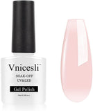 Vnicesli Sheer Pink Gel Nail Polish French Nail Art Manicure Nail Varnish Soak off LED Nail Gel Natural Transparent Jelly Pink Gel Polish 10Ml