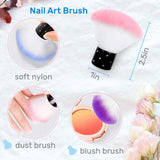 Kalevel French Nail Dip Tray Dipping Powder Container Manicure Bowl with Nail Art Dust Brush Powder Remover Brush Cleaning (Pink)