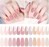 Vishine 12Pcs Sheer Nude Clear Pink Gel Nail Polish Set Jelly Neutral Translucent Nude Tones Colors, Crystal Jelly Nail Gel Milky White Brown, Trendy Nail Art Designs DIY Home Gel Manicure Set