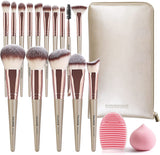 Makeup Brushes MAANGE 15 Pcs Makeup Brush Set with Makeup Sponge and Brush Cleaner Premium Synthetic Make up Brushes for Powder Foundation Blush Eyeshadow Concealers Professional Kabuki Brushes