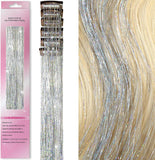 6Pcs Clip in Hair Tinsel Kit, BFZRKD 19.6 Inch Heat Resistant Glitter Tinsel Hair Extension with Clips On, Fairy Hair Sparkle Strands Festival Gift Party Dazzle Hair Accessories for Women Girls Kids(Silvery)