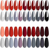 Vishine Gel Nail Polish Set - 22 Colors Red Grey Shimmer Glitter Popular Autumn Winter Series 24 Pcs Collection Nail Art Gift Box, Soak off UV LED Nail Varnish Manicure 8Ml