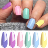 Vishine Gel Nail Polish Set - Macaron Series 6 Colors, Popular Lilac Pink Blue Yellow Fresh Bright Colors Trendy UV LED Soak off Nail Art Gel Manicure Kit