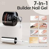 Modelones Builder Nail Gel 6 Colors, 8-In-1 Gel Builder Set for Nails, Hard Gel Builder Nail Strengthener Extension Color Gel Base Gel Rhinestone False Nail Tips Glue Gel in a Bottle for Women Gifts