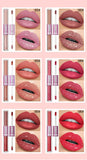 Double Head Lip Gloss Non Fading Lip Glaze Matte Mist Pearlescent Liquid Lipstick, 6-Color Suit