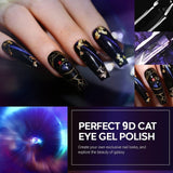 Modelones 9D Cat Eye Gel Nail Polish Set - 2 Pcs Black Blue Chameleon Magnetic Galaxy Glitter Galactic Effect Magic Gel Polish with Magnet Stick Soak off LED Gel Nail Polish Nail Art 7ML