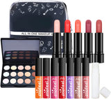 15 Pcs/Set All-In-One Makeup Set Teenage Gift Essential Starter Kit Lip Gloss, Lipstick Lip Balm Concealer Concealer Palette with Cosmetic Travel Carry Bag