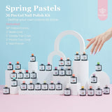 Modelones 36 Pcs Gel Nail Polish Kit, All Seasons Spring Pastel 7Ml Gel Polish Set Starter Kit Soak off Nude Pink Red Blue Purple Glitter Nail Polish Gel Set Home Manicure Holiday for Women Girlfriend Valentine'S Day Gift