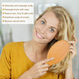 Natural Wooden Hair Brush with Air Cushion Combs for Scalp Massage Anti-Static, No Hair Tangle Oval