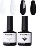 Modelones Gel Nail Polish, 1 Pcs 15Ml Pure Black Color Gel Polish Set Soak off LED Long-Wear Mirror Shine Essential Nail Gel Salon Manicure Design DIY at Home, 0.5 Fluid Ounces