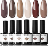 Modelones Gel Nail Polish - 6 Colors Skin Tone Brown Nude Gel Polish Brown Neutral Nail Polish Beige Khaki Gel Nail Polish Set, Soak off French Nail Art Manicure DIY Home Salon for Women Mom