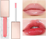 Plumping Lip Oil, Hydrating Lip Gloss Tinted Lip Balm Transparent Lip Care, Long Lasting Nourishing Non-Sticky Fresh Texture,Big Brush Head Glitter Shine (Peach)