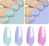 Vishine Gel Nail Polish Set - 4 Pastel Creme Color Spring Summer Baby Blue Lavande Lilac Violet Nail Gel Nail Art Long-Lasting Salon DIY Manicure 8Ml C030