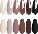 Vishine Nude Brown Collection Gel Nail Polish Set - 6 Colors Gel Polish Set Kit UV LED Soak off Gel Polish 0.27 OZ 8ML