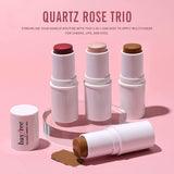 KIMUSE Multi Stick Trio Face Makeup, Cream Blush Stick for Cheeks & Lips, Contour Stick & Highlighter Makeup Sticks for All Skin (Quartz Rose Trio)