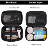 Makeup Bag, MAANGE 2 PCS Cosmetic Bag Leather Cosmetic Travel Bag Roomy Double Layer Makeup Bags for Women Makeup Pouch Portable Zipper Bags Gifts (Black)