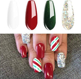 Vishine Soak off UV LED Christmas Collection Glitter Gel Nail Polish Color Set of 4 Colors X 8Ml Red White Green Sparkle Silver Nail Art Kit Set