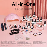 Modelones 32 Colors Gel Nail Polish Kit with U V Light Gel Nail Polish Set, 48W Nail Dryer/Base Top Coat/4-In-1 Glue Gel/Bond Primer/Blooming Gel/Nail Tips/Integrated Manicure Tools/Nail Art DIY Gift