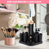 YBVABE Makeup Brush Cleaner, 10 Seconds Cleaning Brush and Dry Machine, Super-Fast Automatic Cosmetic Brush Spinner with 8 Size Rubber Collars, for All Size Brushes Cleaner Spinner Makeup Brush Tools (Pink)