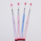 Bornbeauty 4Pcs Cuticle Nail Cleaning Brush Pink Blue UV Gel Nail Art Brush round Handle Powder Dust Clean Pen Manicure Nail Art Tool