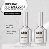 GAOY 2Pcs Gel Base and Top Coat Set for Gel Nail Polish, 16Ml No Wipe Clear Foundation and Finish for Nail Art DIY Manicure and Pedicure at Home