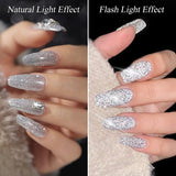 VERONNI Glitter Nail Gel Polish Clear Crushed Glass Reflective Shine Nail Polish Diamond Sparkle Soak off UV LED Bright Glitter Gel Nail Polish Bungee Party Broken Clear Sparkling Gel Nail Art Manicure 10Ml-Silver Glitter (#S-002 Gold)