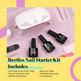 Beetles Gel Nail Polish Kit with U V Light Starter Kit, 6 Colors Nude Purple Beige Eucalyptus Green Gel Polish with 48W Nail Lamp Base Top Coat Manicure DIY Home S for Women Girls