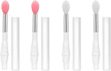 FYY 4Pcs Lip Brushes Silicone Tool, Lip Silicone Brush with Cap Makeup Beauty Brushes, Lipstick Applicator Brushes for Applying Cream or Liquid Lip Mask and Eyeshadow