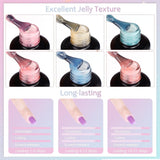 Sunshine Color Changing Jelly Gel Nail Polish, 6 Sheer Colors Jelly Gel Polish Set, Transparent Nude Gel Nail Art for Salon DIY at Home