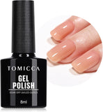 TOMICCA Nude Gel Polish - Jelly Gel Nail Polish Dark Nude Translucent Soak off UV Natural Gel Nail Polish Neutral Gel Polish for Nail Art French Manicure at Home 8Ml