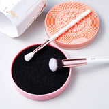 Jessup Makeup Brush Cleaning Mat with Color Removal Sponge, 2 in 1 Silicone Makeup Brush Cleaner