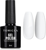 TOMICCA Gel Nail Polish, White Color Gel Polish Soak off UV LED Gel Varnish Nail Art Manicure Salon DIY for Professional, Salon & Home 8Ml