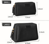 MAANGE 2 Pcs Small Makeup Bag for Purse, Cosmetic Bags with Zipper Make up Bag of Soft PU Leather Travel Makeup Bag for Women Cute Makeup Pouch