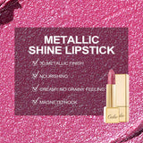 Oulac Metallic Shine Lipstick,High Impact Glitter with Hydrating Creamy Texture,Full Coverage High Shinmer, Vegan & Cruelty-Free 4.3 G/0.15 One Last Kiss (14)