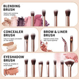 AUSELECT Makeup Brush Kits, 15 Pcs Professional Eyeshadows Blush Foundation Powder Concealers Premium Synthetic Black/Gold Makeup Brushes & Tools