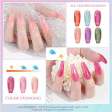 Sunshine Color Changing Jelly Gel Nail Polish, 6 Sheer Colors Jelly Gel Polish Set, Transparent Nude Gel Nail Art for Salon DIY at Home