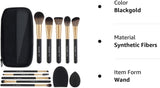 Makeup Brushes,Maange 10 Pcs Travel Professional Makeup Brushes Set with Case,Foundation Kabuki Blush Eyeshadow Make up Brush with Makeup Sponge and Brush Cleaner(Blackgold)