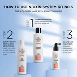 NIOXIN System 3 Trio Pack, Cleanser Shampoo + Scalp Therapy Revitalising Conditioner + Scalp & Hair Treatment (300Ml + 300Ml + 100Ml), for Coloured Hair with Progressed Thinning