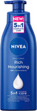 NIVEA Rich Nourishing Body Lotion (400Ml), 48Hr Replenishing Body Moisturiser, Intensive Moisturising Cream with Almond Oil, Creamy Hydrating Formula for Dry to Very Dry Skin