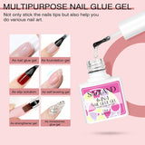 Saviland Nail Tip and Glue Gel Kit,Gel X Nail Kit with 6 In1 Gel X Nail Glue 240Pcs No-File Long Coffin Nails Tip Handheld U V Nail Lamp Nail Art Tools,Nail Extensions Set for Salon Home DIY Gift