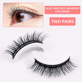 Reusable Self Adhesive False Eyelashes No Glue or Eyeliner Lashes Eyelashes Easy to Put on Non-Slip Waterproof Self Sticking False Lashes for Women 2 Pairs (F02)