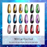 Kredioo Gel Nail Polish Cat Eye Polishes with Magnetic Tool, 6 Holographic Glitter Soak-Off UV Gels for Nails Art, Chrome Golden Green Blue Purple Pink Red Colours Professional Polishes Kit Salon Quality Gift Set