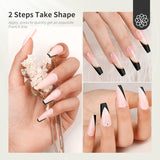 Saviland French Manicure Kit - 4PCS Nail Art Stamper with Black Gel Nail Polish Set, French Tip Nail Stamp and Scraper Nail Stamper Kit for French Nails Home DIY Salon