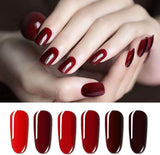 Vishine Red Colors Collection Gel Polish Set- Pack of 6 Colors Shine Finish and Long Lasting, Soak off UV LED Gel 8Ml/Pcs Gift Set