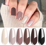 Vishine Nude Brown Collection Gel Nail Polish Set - 6 Colors Gel Polish Set Kit UV LED Soak off Gel Polish 0.27 OZ 8ML