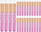 30Pieces Glitter Lash Shampoo Brushes, Lash Cleanser Brush Eyelash Extension Cleaning Brush Cosmetic Lash Cleanser Brush, Soft and Comfortable Facial Makeup Remover Cleansing Brushes Tools (Purple)