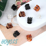 Hoyols 48 Pcs Small Mini Clips for Hair, Tiny Jaw Hairclip Brown Hair Claw Clip for Makeup Thin Short Fine Strong Grip for Women Girls Hair Styling Clamp Plastic Hair Accessories No Slip Bulk 48 Pcs (Amber Color)