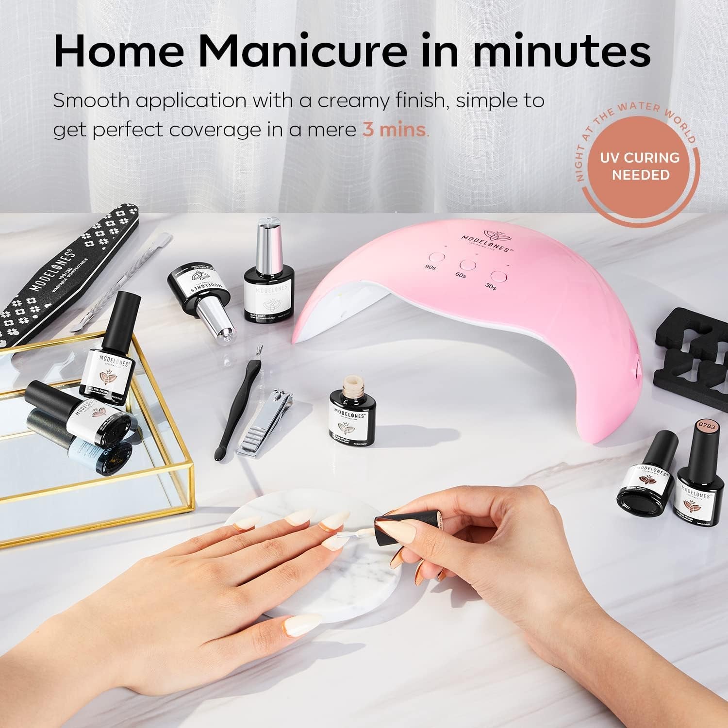 Modelones Gel Nail Manicure Kit with U V Light 48W Led Lamp