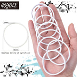 Hoyols Flat Hair Elastics, No Metal Hair Ties Hair Bands for Thick Heavy and Curly Hair Ponytail Holders Headband 5Mm Wide 40 Count (White) …