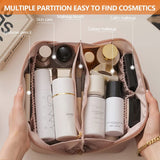 Travel Cosmetic Bag PU Leather Large Capacity Portable Makeup Bag,Box Pack,Multi Layer Toiletry Storage Bag Waterproof Make up Case with Handle,Girl and Woman Anniversary Mother'S Day Valentines Gifts